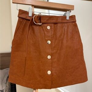 Zara Brown Button-Up Effect Skort